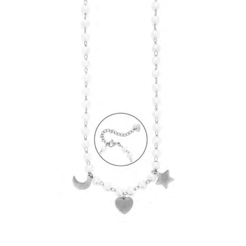 Collana Donna 4US Cesare Paciotti Acciaio Perle Cuore Stella 4UCL8120W